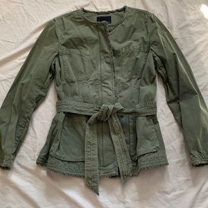 NWT banana republic collarless jacket in olive size medium